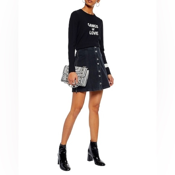 J Brand X Bella Freud Jean Skirt Black r94-22